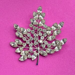Vintage B. DAVID Crystal Rhinestone Maple Leaf Brooch